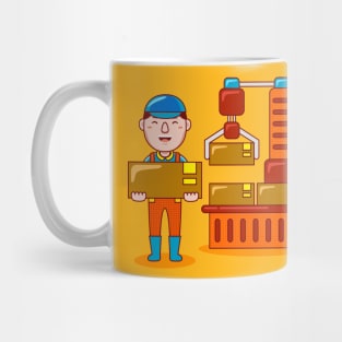 Cute Factory Worker Cartoon Mug